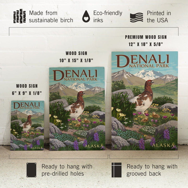 Denali National Park, Alaska, Ptarmigan, Lantern Press Artwork, Wood Signs and Postcards - Lantern Press