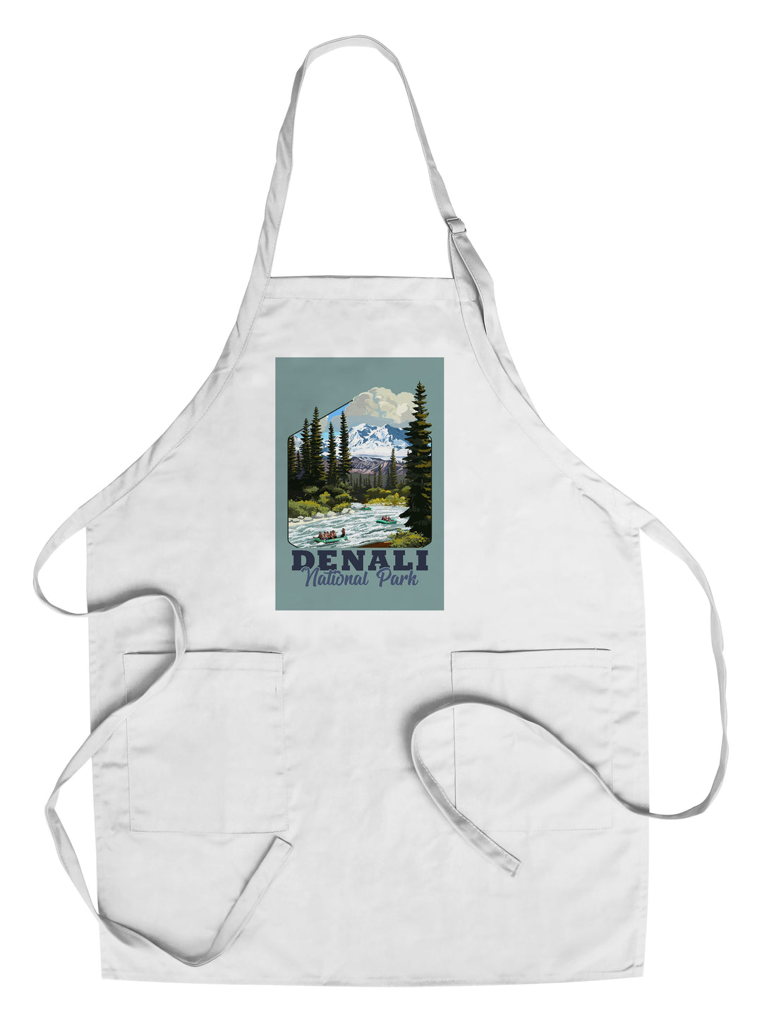 Denali National Park, Alaska, River Rafting, Contour, Organic Cotton Kitchen Tea Towels - Lantern Press