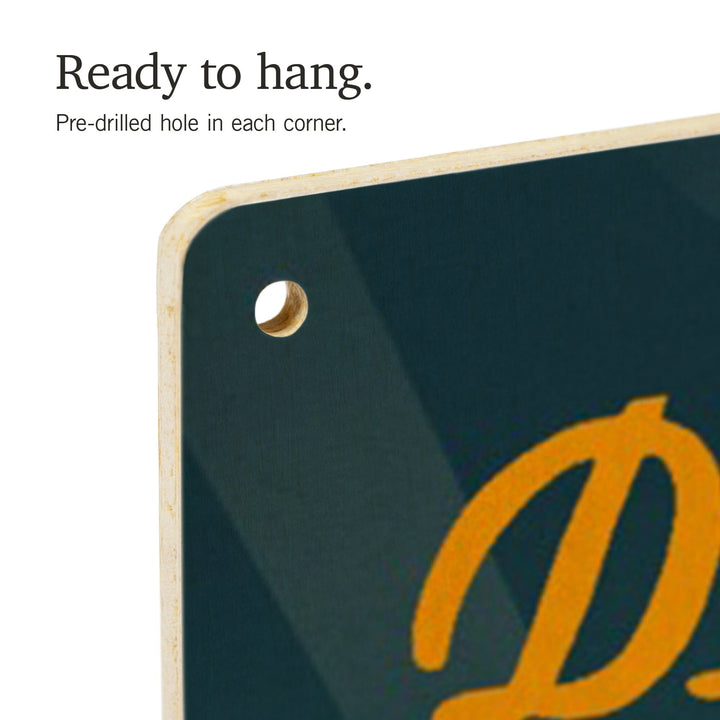 Detroit, Michigan, Retro Skyline, Lantern Press Artwork, Wood Signs and Postcards - Lantern Press