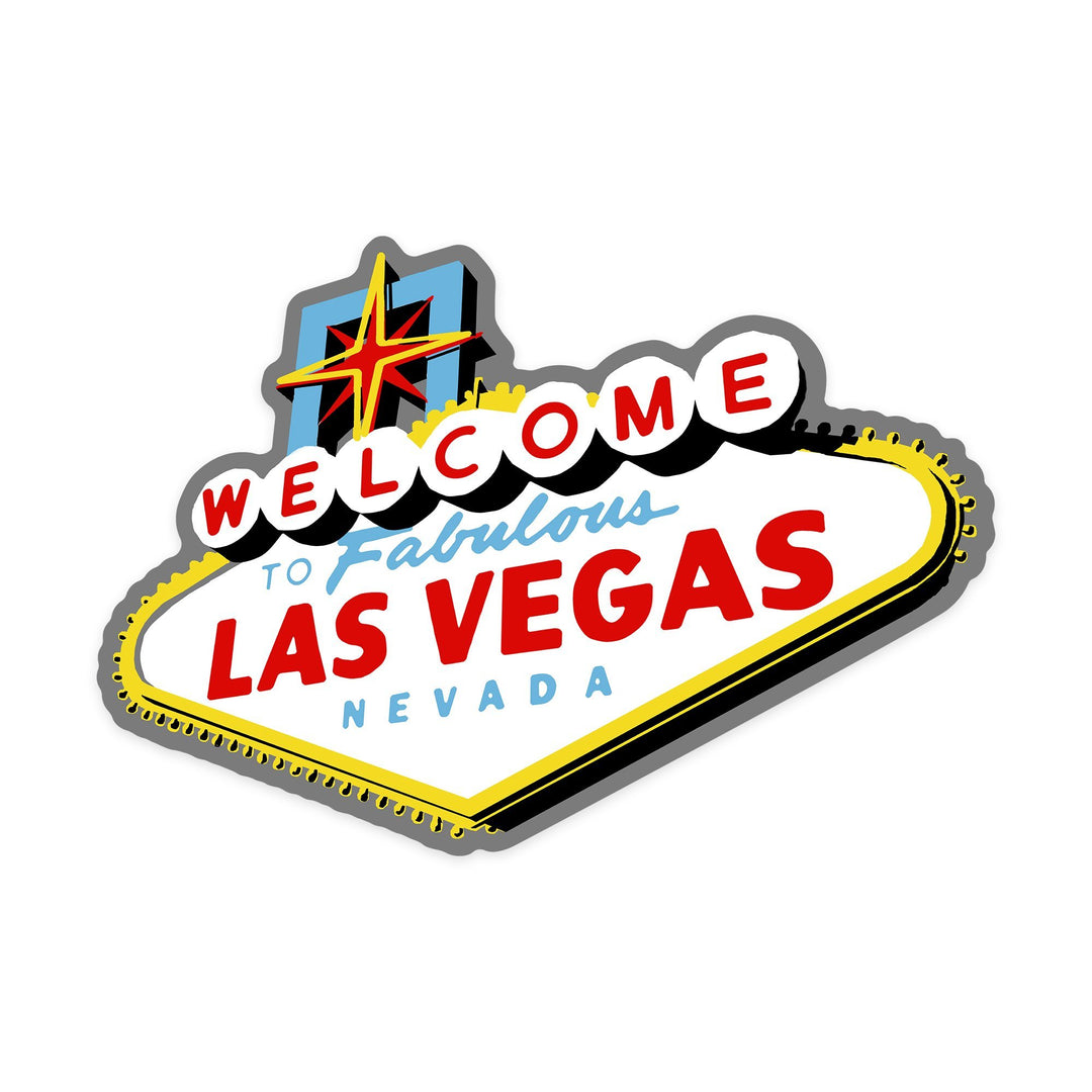 Las Vegas, Nevada, Welcome Sign, Contour, Lantern Press Artwork, Vinyl Sticker - Lantern Press