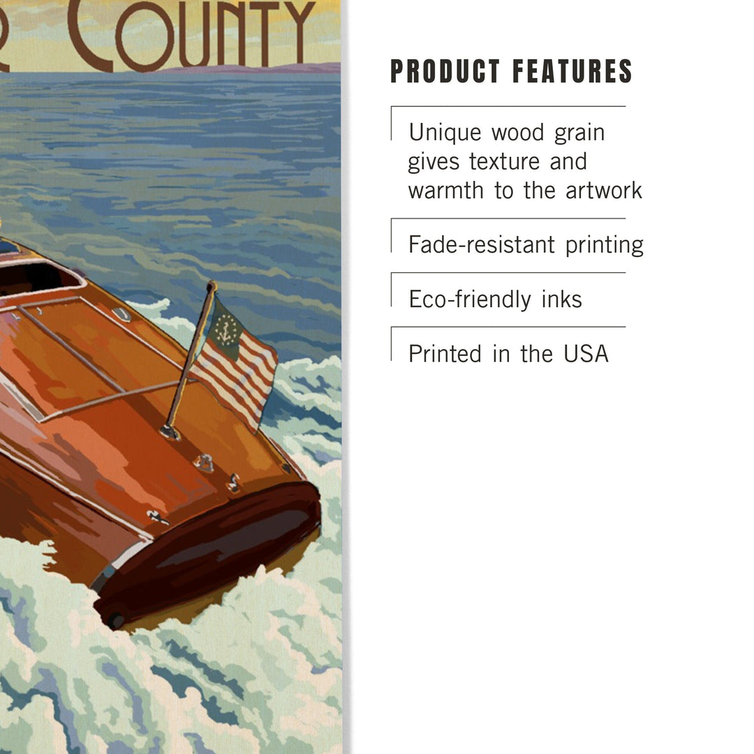Door County, Wisconsin, Wooden Boat, Lantern Press Artwork, Wood Signs and Postcards - Lantern Press