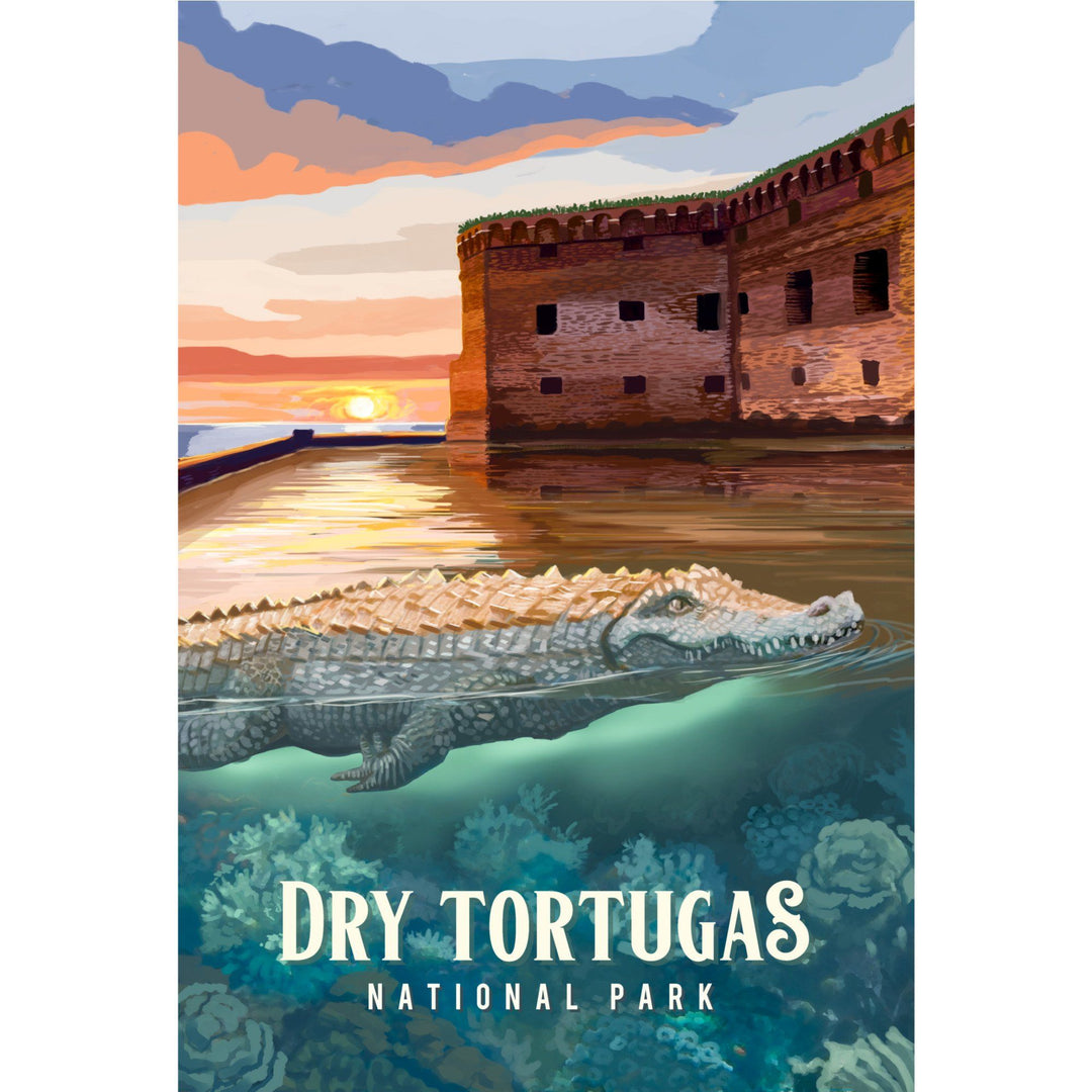 Dry Tortugas National Park, Florida, Painterly National Park Series, Organic Cotton Kitchen Tea Towels - Lantern Press