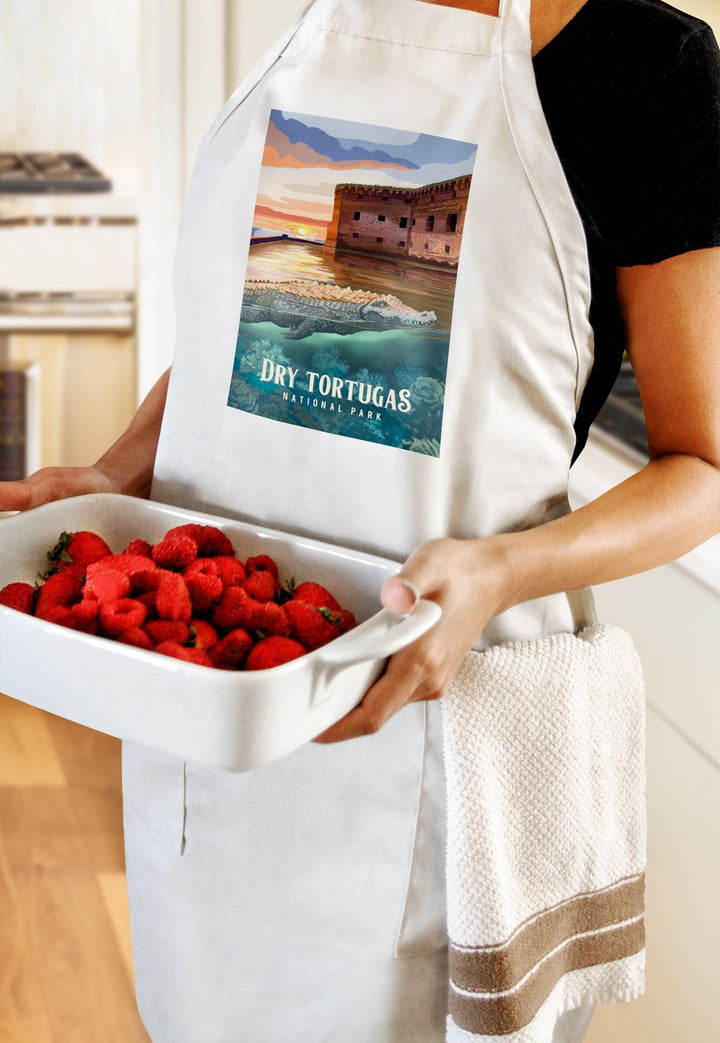 Dry Tortugas National Park, Florida, Painterly National Park Series, Organic Cotton Kitchen Tea Towels - Lantern Press