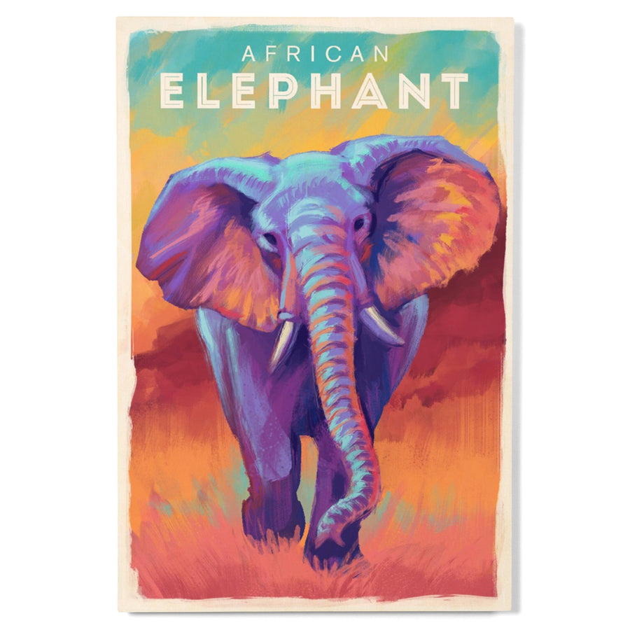 Elephant (African), Vivid, Lantern Press Artwork, Wood Signs and Postcards - Lantern Press