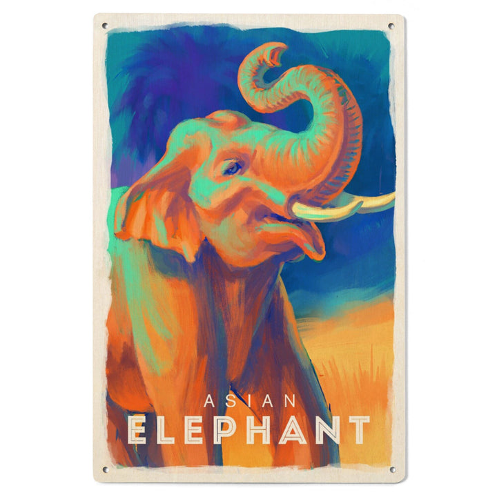 Elephant (Asian), Vivid, Lantern Press Artwork, Wood Signs and Postcards - Lantern Press