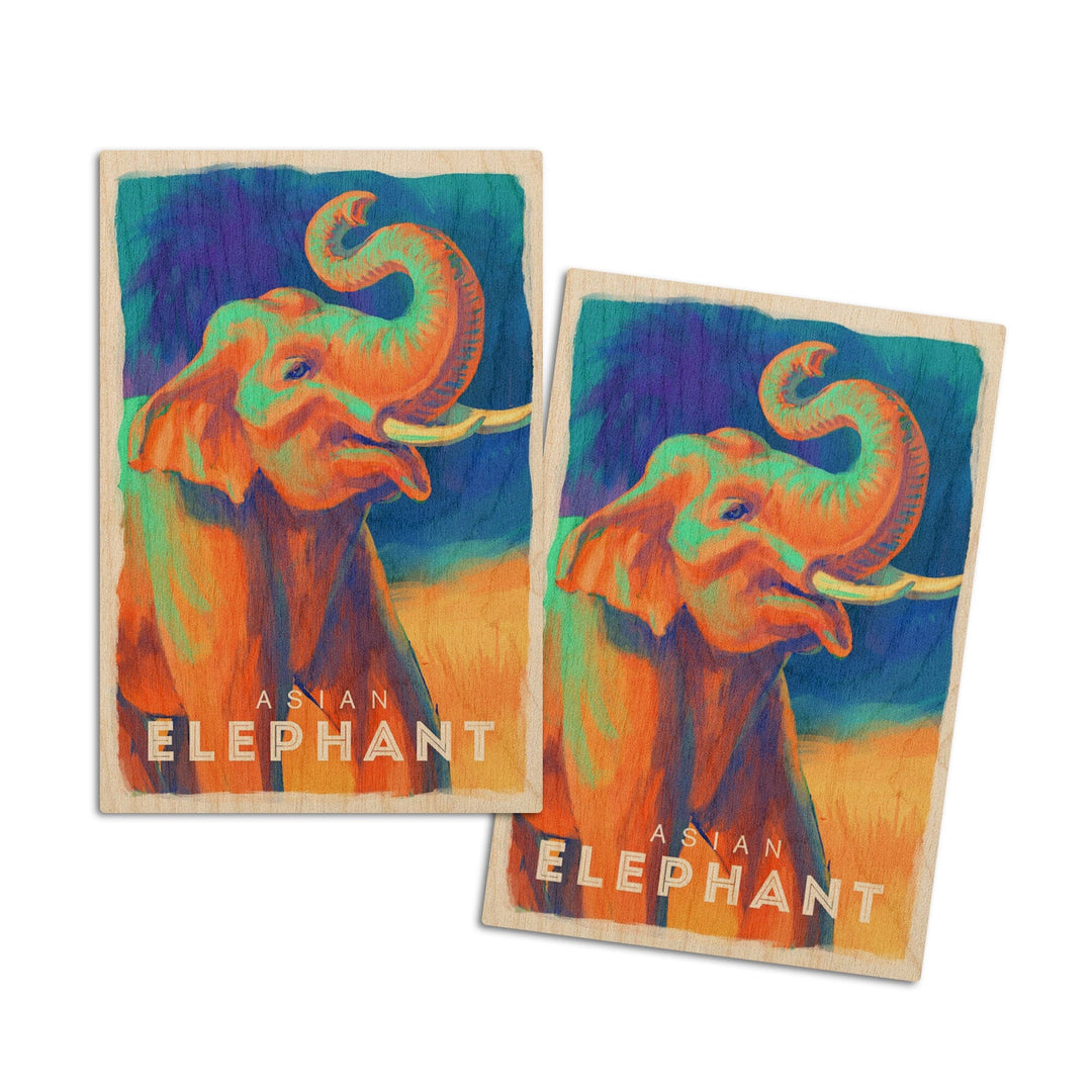 Elephant (Asian), Vivid, Lantern Press Artwork, Wood Signs and Postcards - Lantern Press