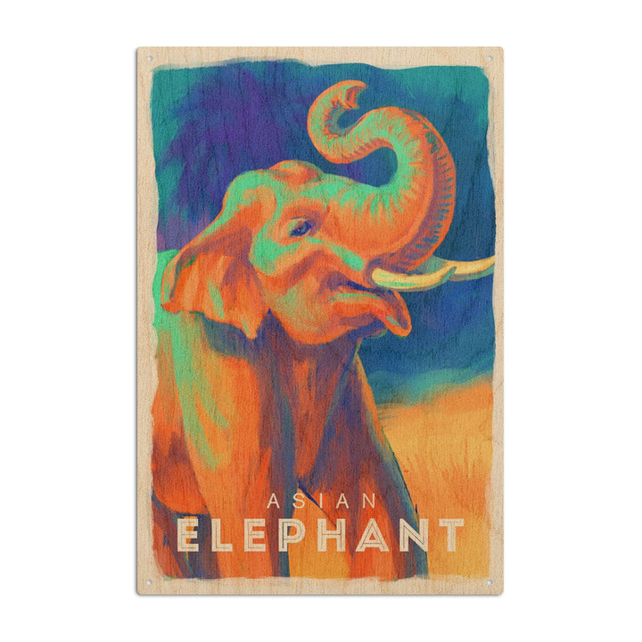 Elephant (Asian), Vivid, Lantern Press Artwork, Wood Signs and Postcards - Lantern Press