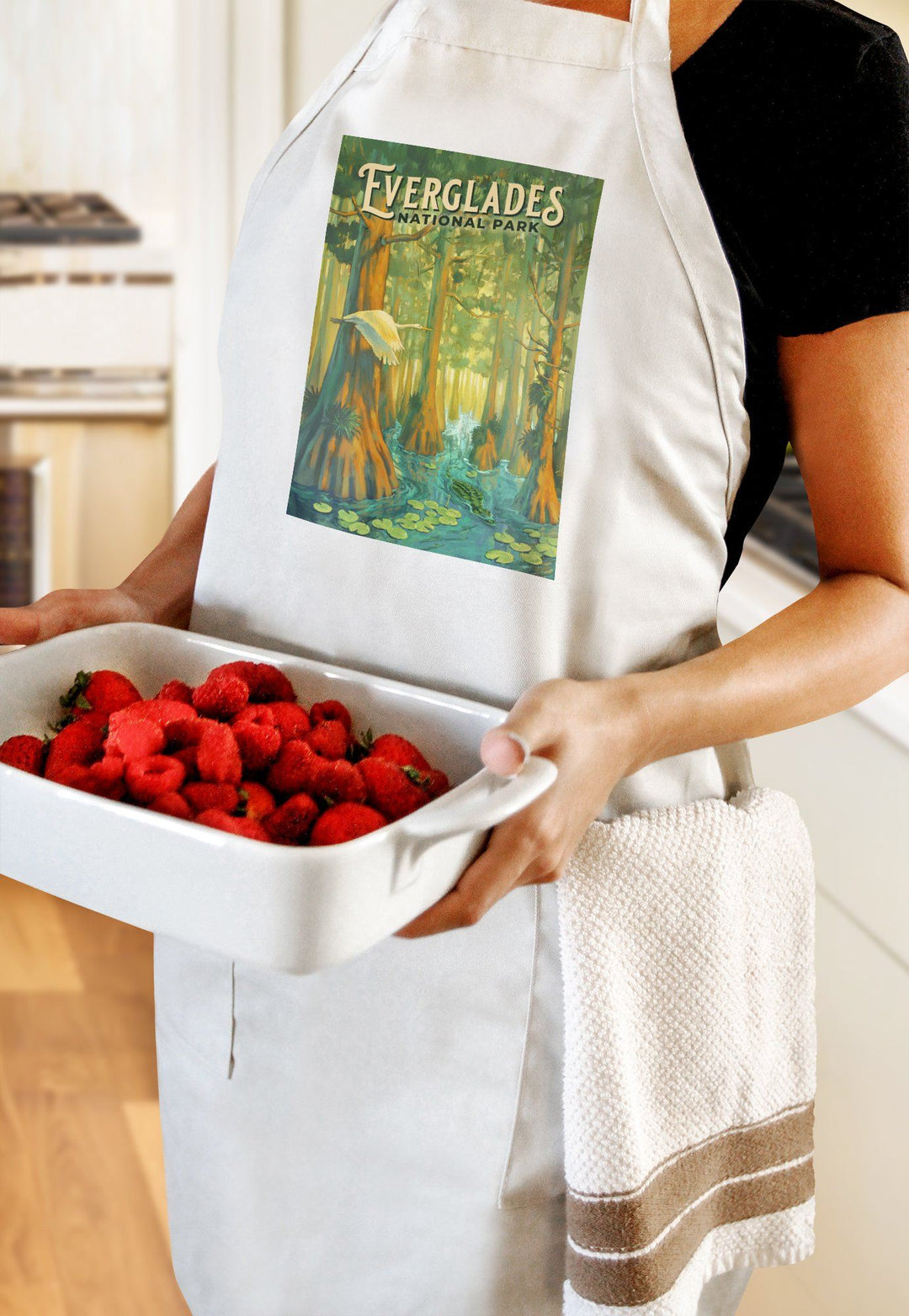 Everglades National Park, Florida, Oil Painting, Organic Cotton Kitchen Tea Towels - Lantern Press