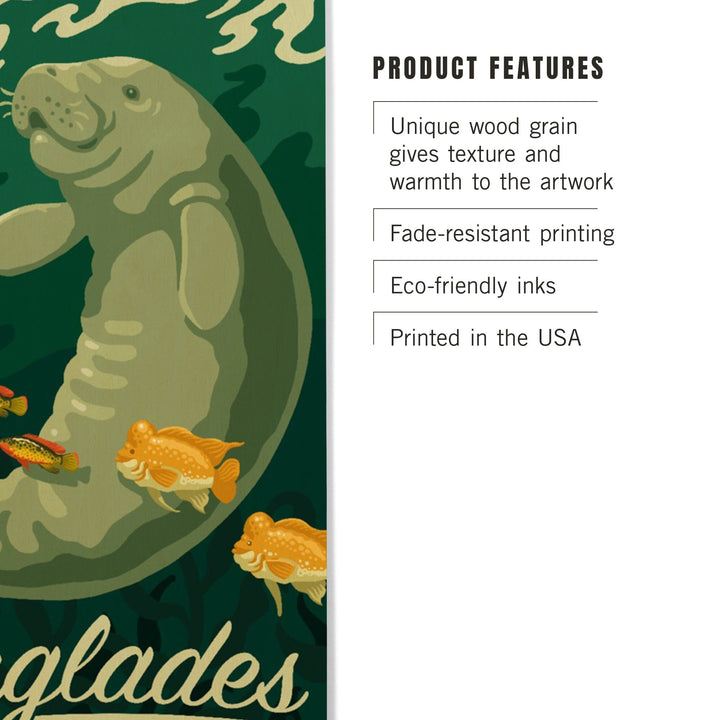 Everglades National Park, Manatee and Calf Swimming, Lantern Press Artwork, Wood Signs and Postcards - Lantern Press