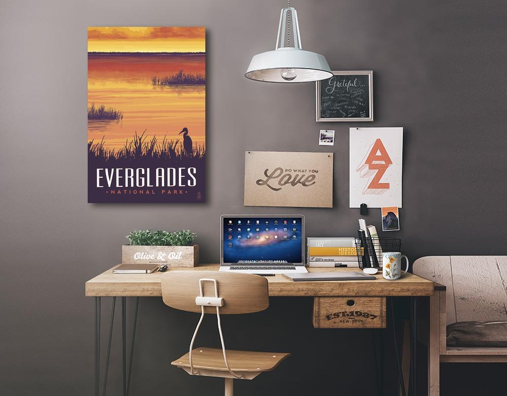 Everglades National Park, Sunset, Lantern Press Artwork, Stretched Canvas - Lantern Press