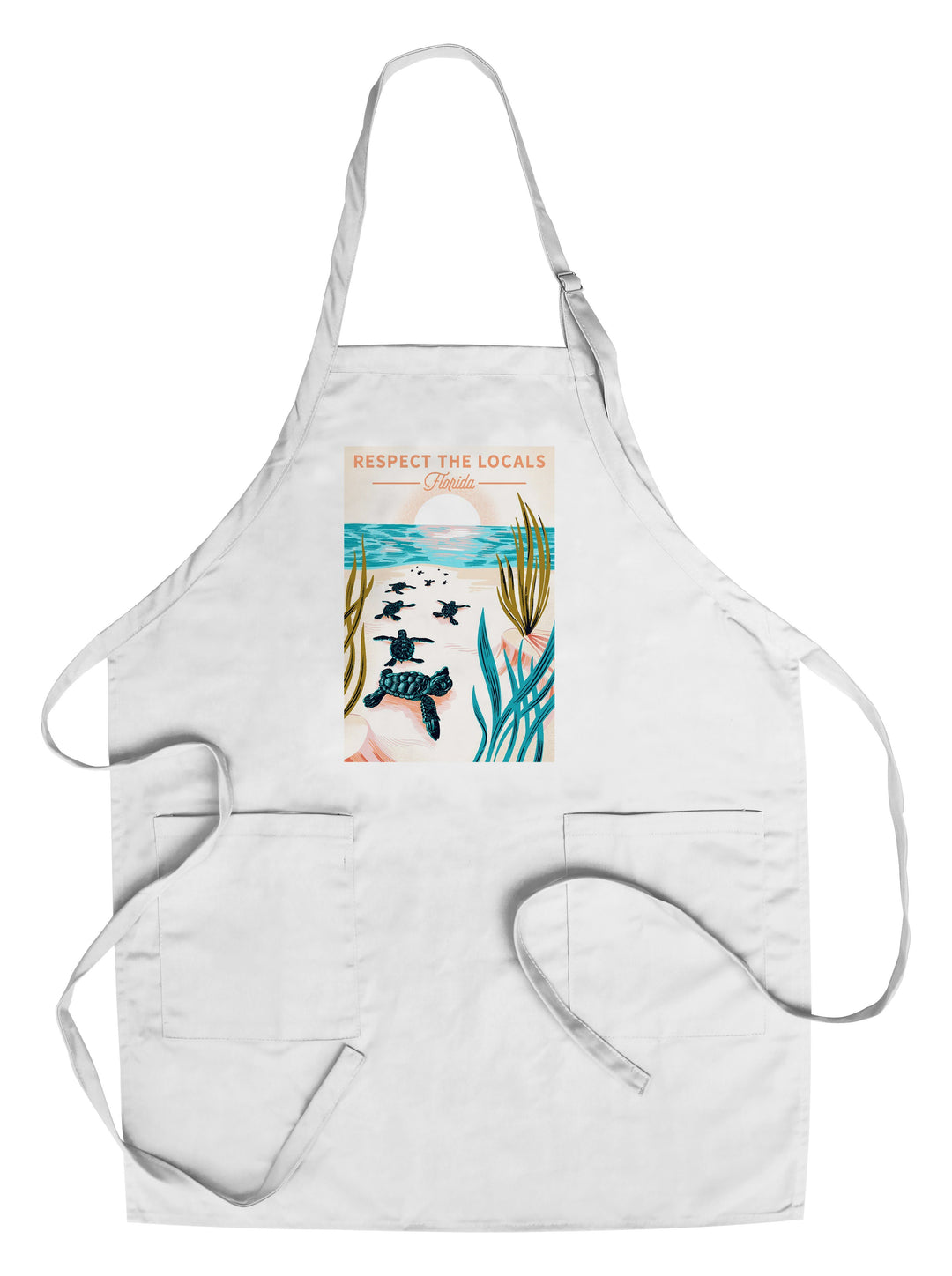 Florida, Courageous Explorer Collection, Turtle, Respect the Locals, Organic Cotton Kitchen Tea Towels - Lantern Press
