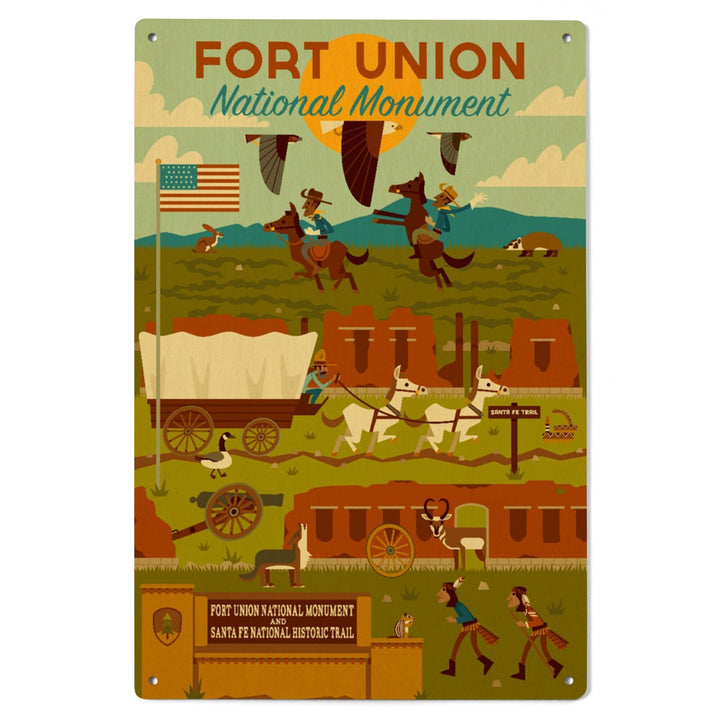 Fort Union National Monument, New Mexico, Geometric, Lantern Press Artwork, Wood Signs and Postcards - Lantern Press