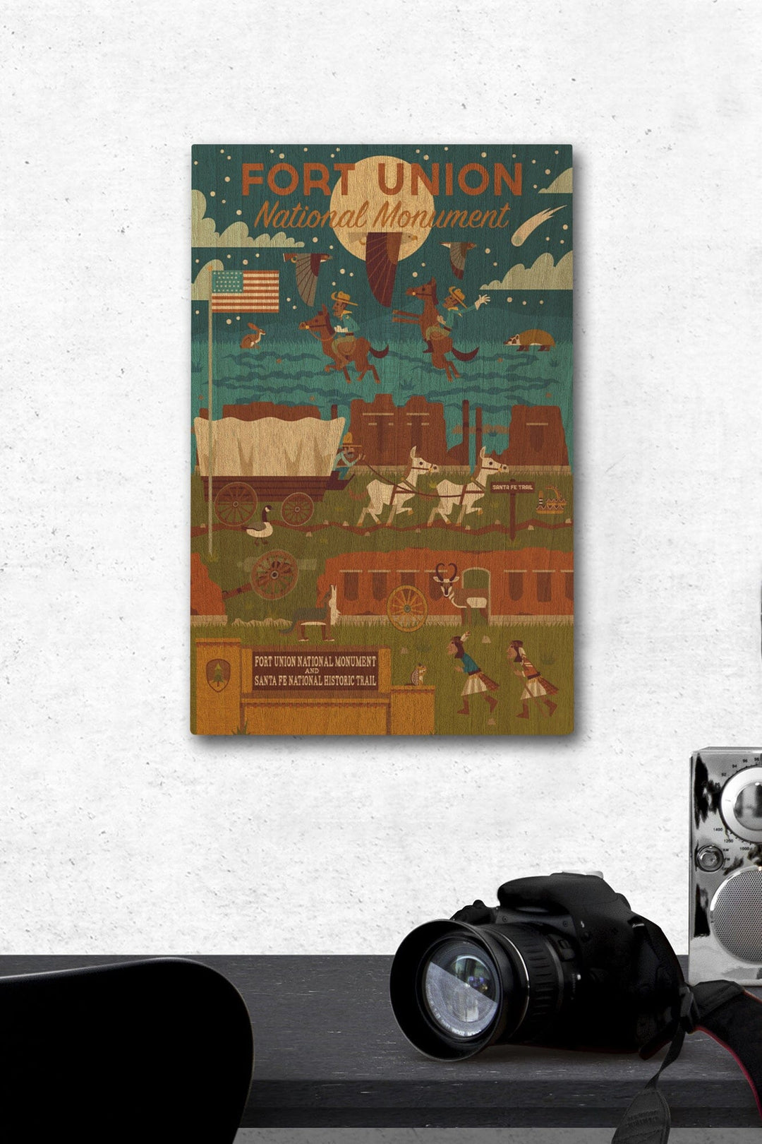 Fort Union National Monument, New Mexico, Night Scene, Geometric, Lantern Press Artwork, Wood Signs and Postcards - Lantern Press