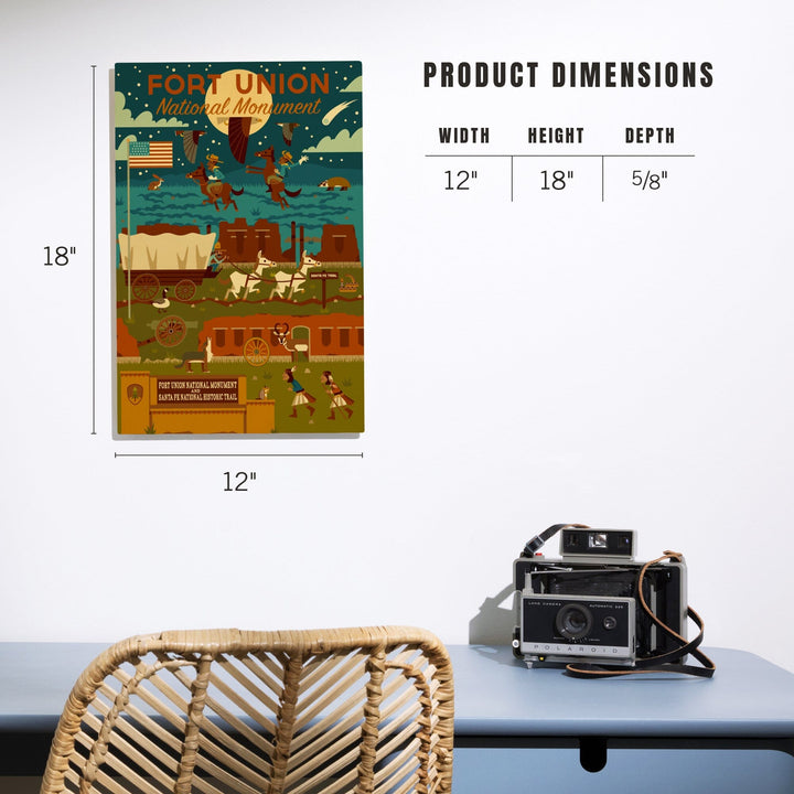 Fort Union National Monument, New Mexico, Night Scene, Geometric, Lantern Press Artwork, Wood Signs and Postcards - Lantern Press