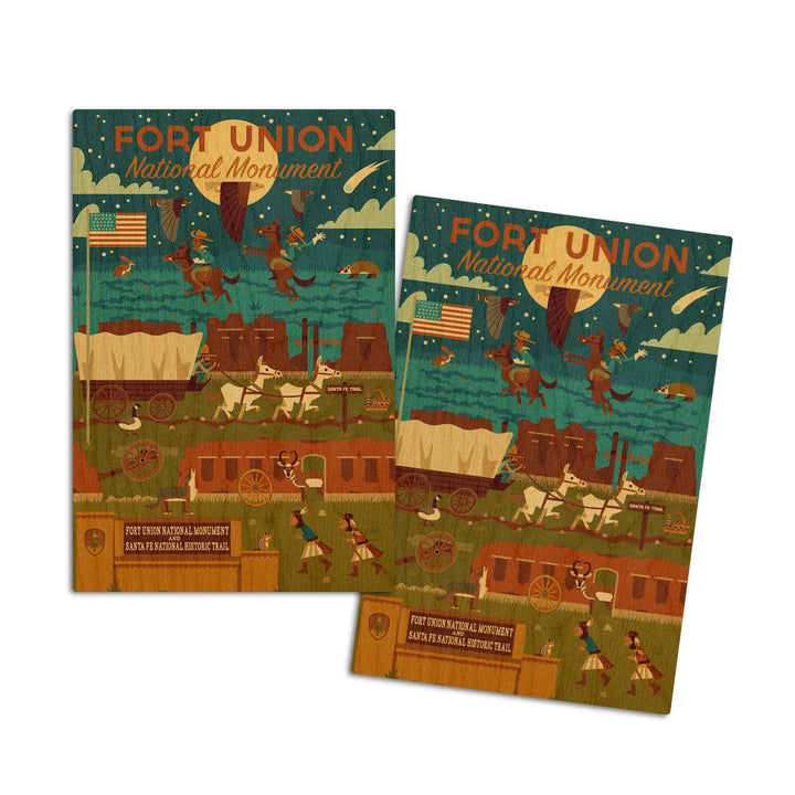 Fort Union National Monument, New Mexico, Night Scene, Geometric, Lantern Press Artwork, Wood Signs and Postcards - Lantern Press