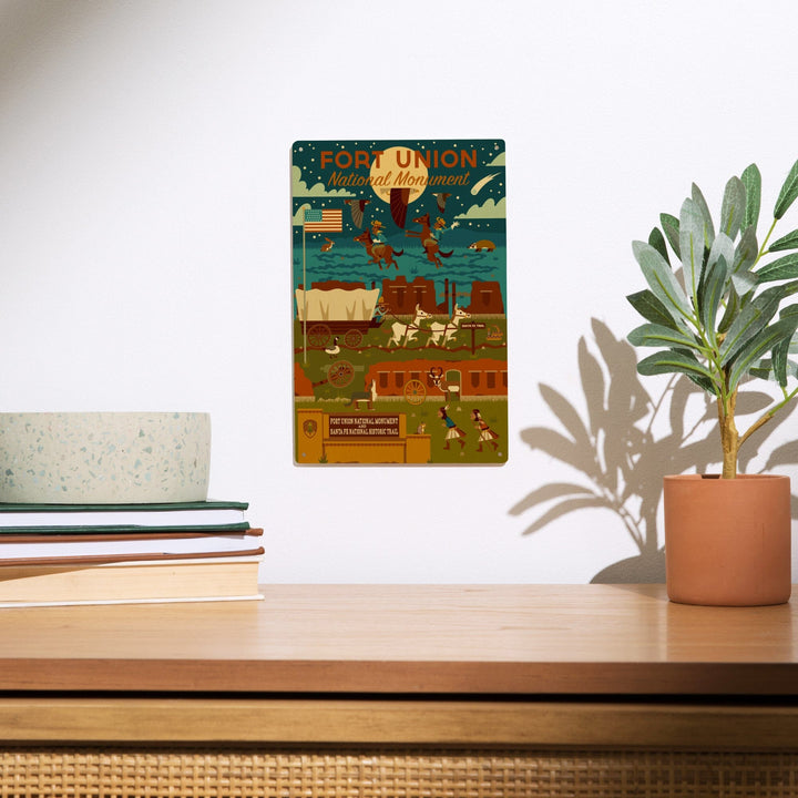 Fort Union National Monument, New Mexico, Night Scene, Geometric, Lantern Press Artwork, Wood Signs and Postcards - Lantern Press
