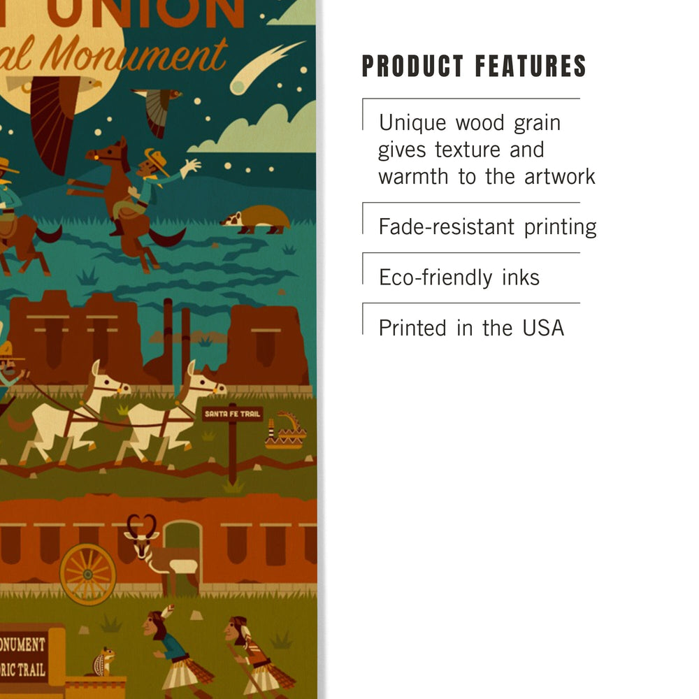 Fort Union National Monument, New Mexico, Night Scene, Geometric, Lantern Press Artwork, Wood Signs and Postcards - Lantern Press