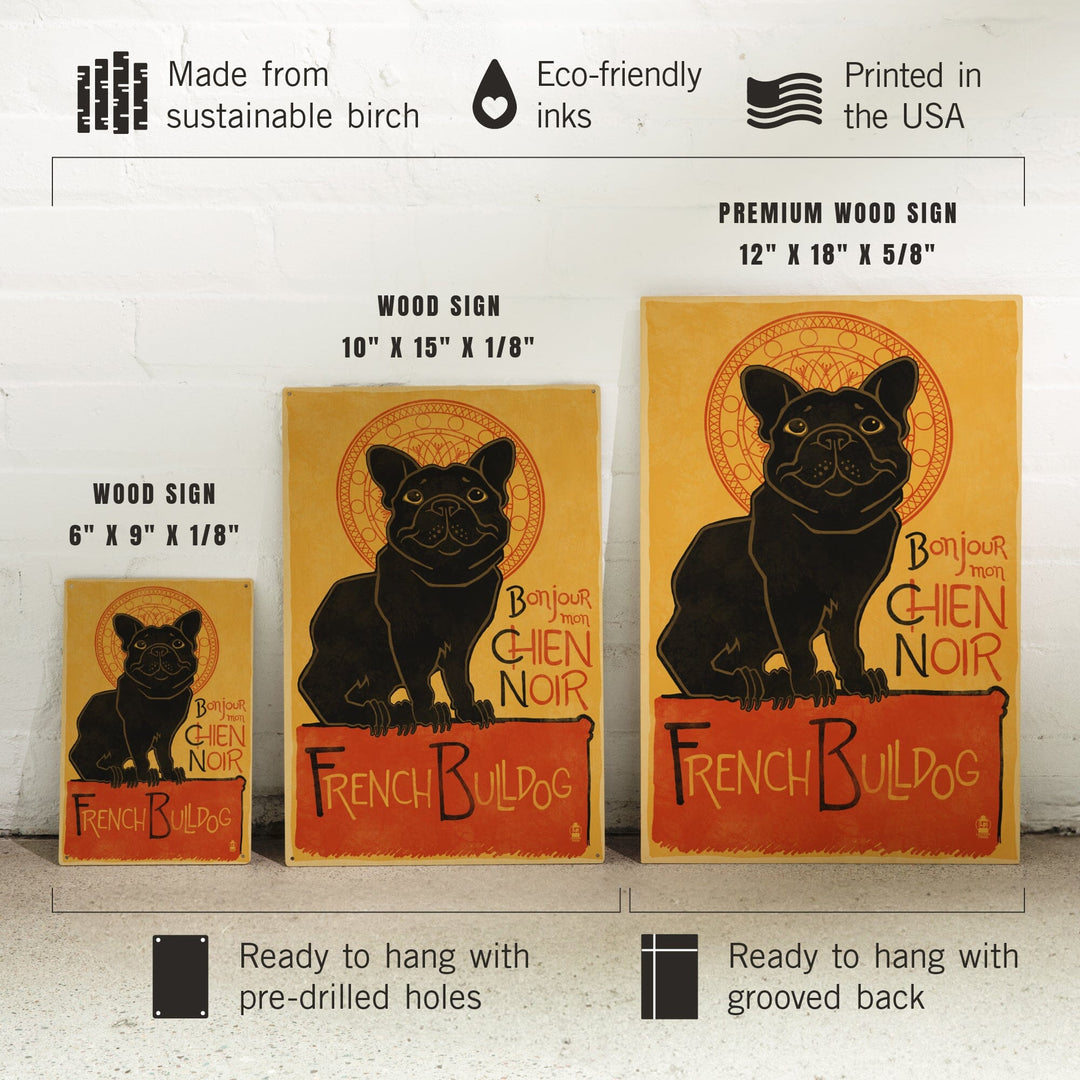 French Bulldog, Retro Chien Noir Ad, Lantern Press Artwork, Wood Signs and Postcards - Lantern Press