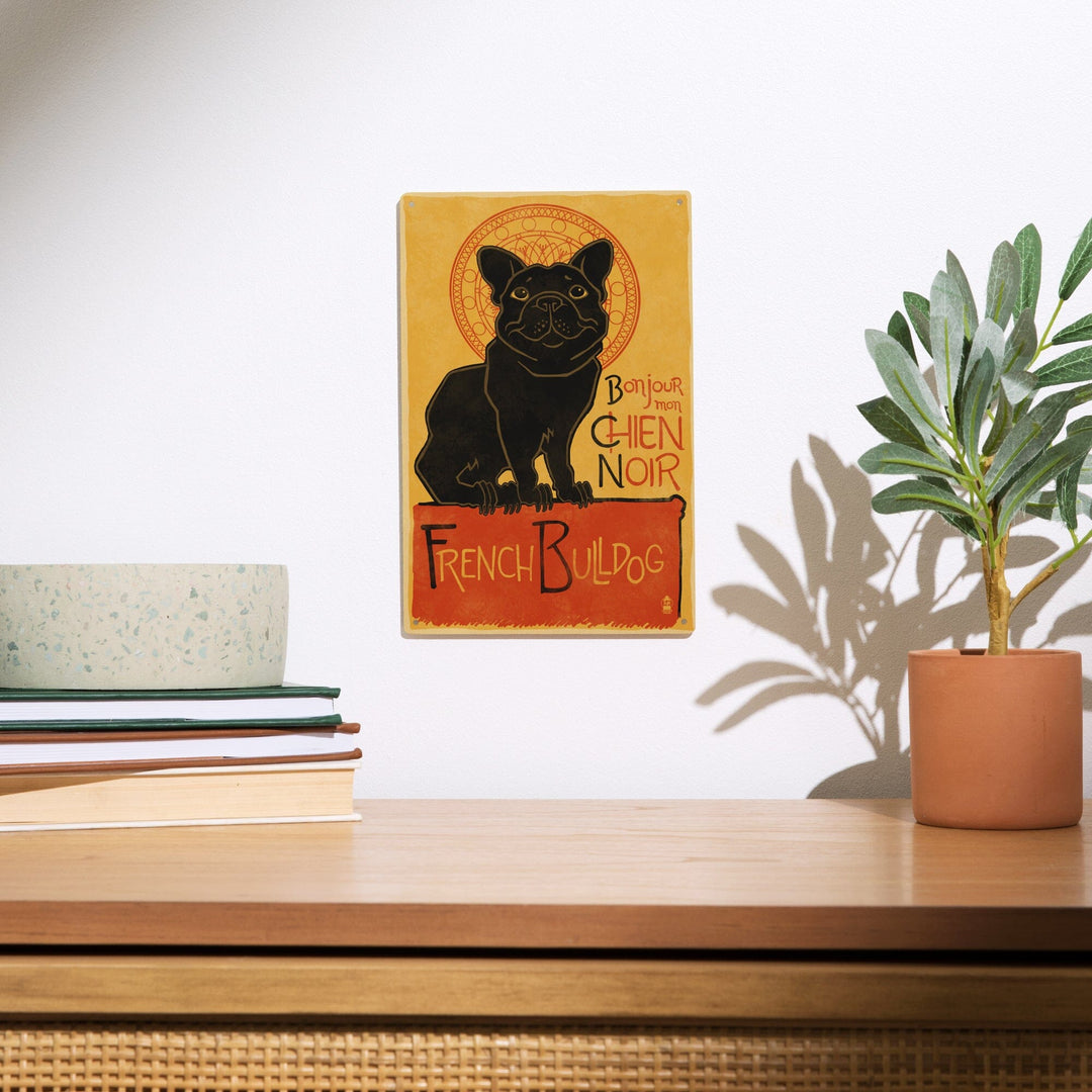 French Bulldog, Retro Chien Noir Ad, Lantern Press Artwork, Wood Signs and Postcards - Lantern Press