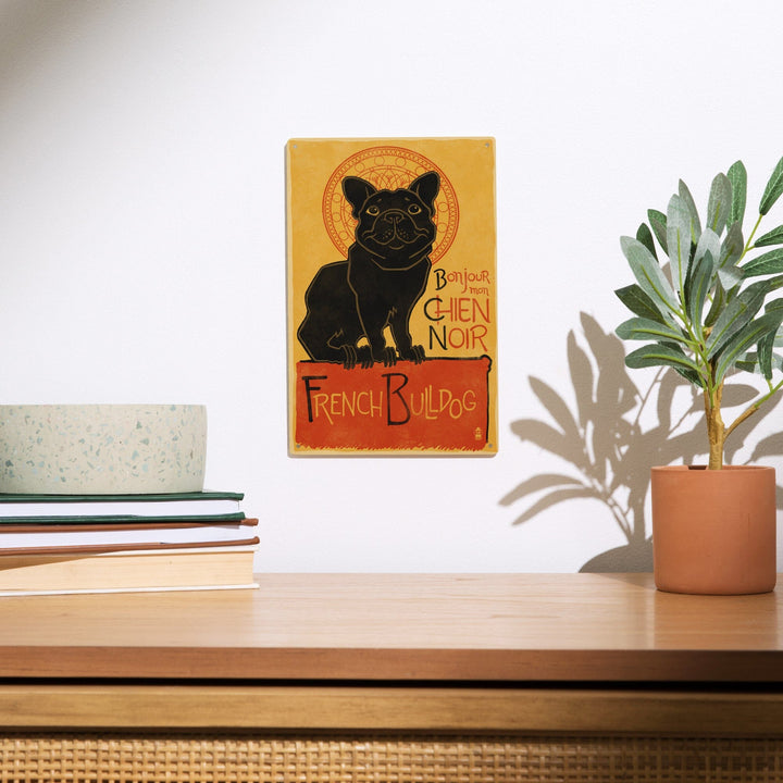 French Bulldog, Retro Chien Noir Ad, Lantern Press Artwork, Wood Signs and Postcards - Lantern Press