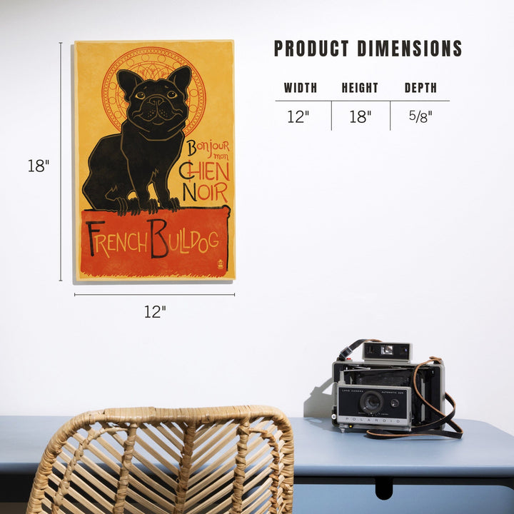 French Bulldog, Retro Chien Noir Ad, Lantern Press Artwork, Wood Signs and Postcards - Lantern Press