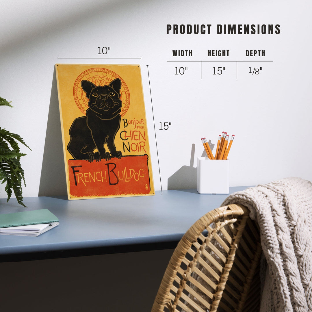 French Bulldog, Retro Chien Noir Ad, Lantern Press Artwork, Wood Signs and Postcards - Lantern Press