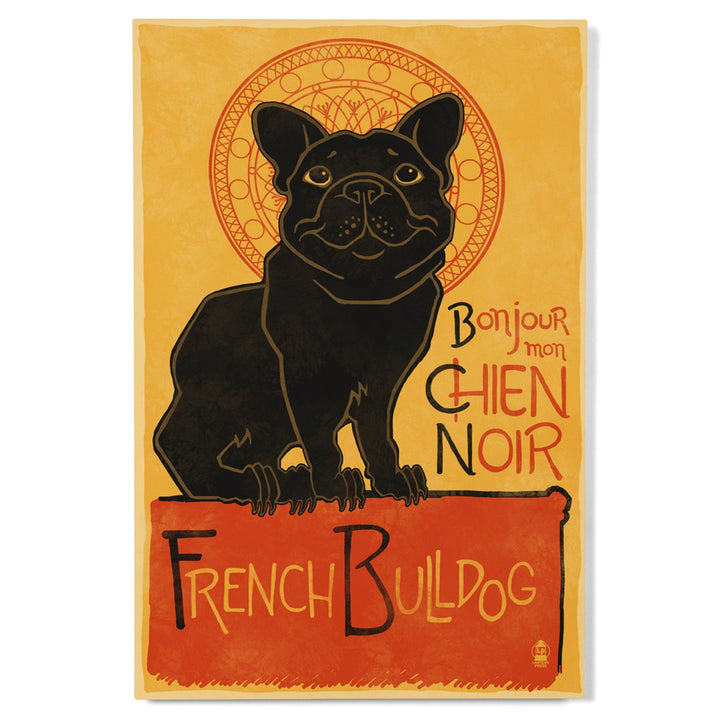 French Bulldog, Retro Chien Noir Ad, Lantern Press Artwork, Wood Signs and Postcards - Lantern Press