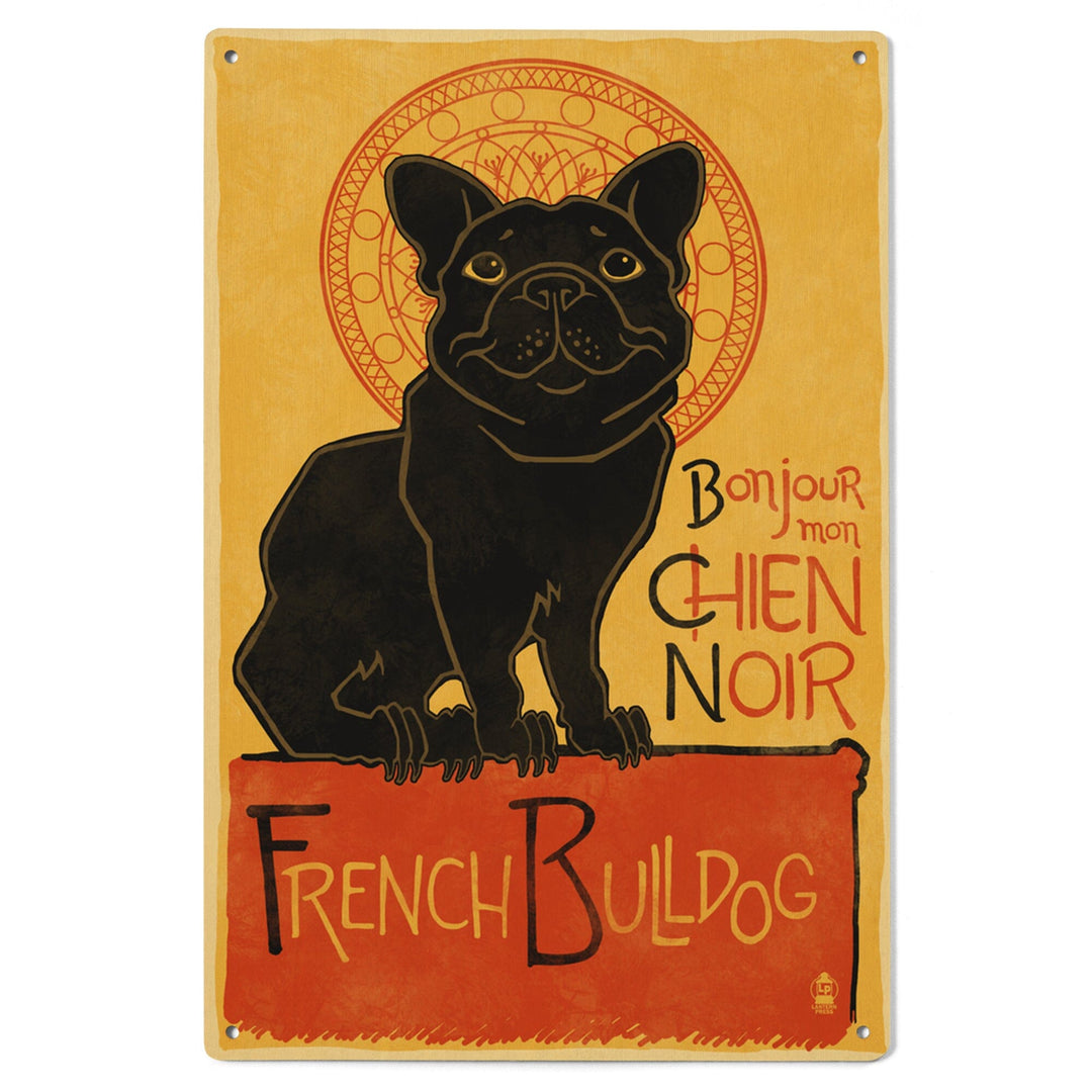 French Bulldog, Retro Chien Noir Ad, Lantern Press Artwork, Wood Signs and Postcards - Lantern Press