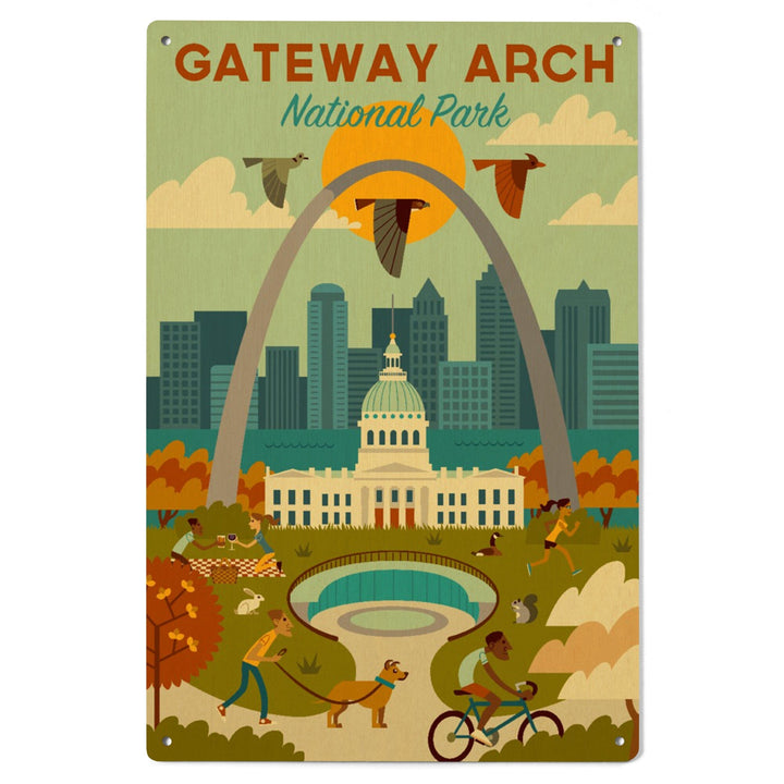 Gateway Arch National Park, Missouri, Geometric National Park Series, Lantern Press Artwork, Wood Signs and Postcards - Lantern Press