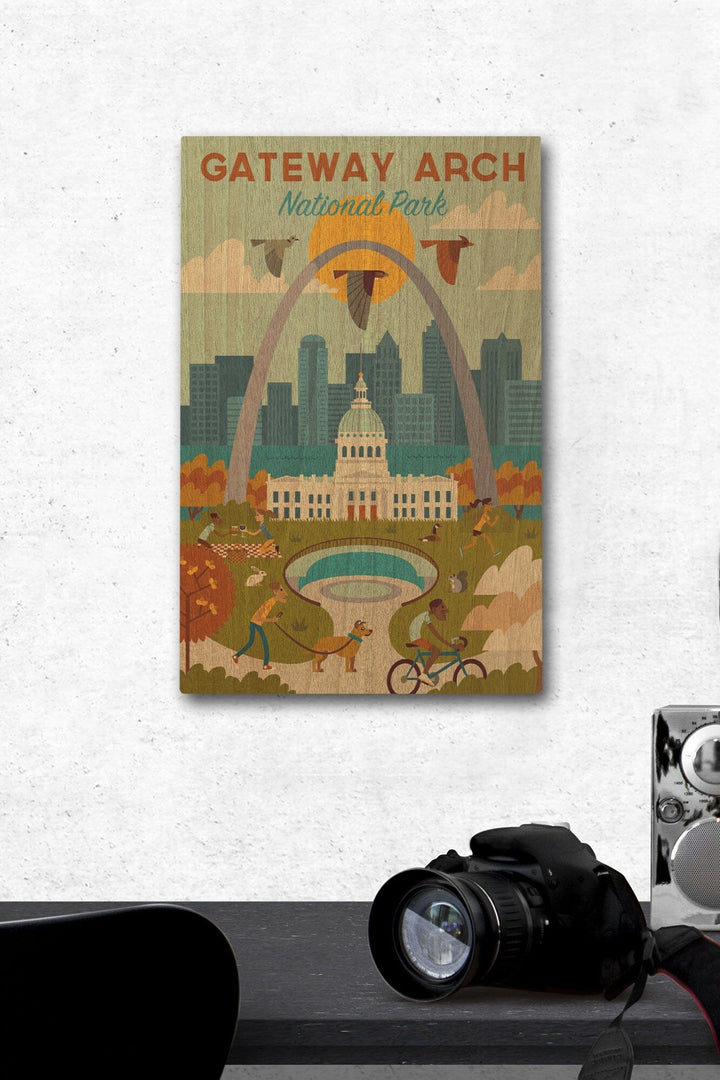 Gateway Arch National Park, Missouri, Geometric National Park Series, Lantern Press Artwork, Wood Signs and Postcards - Lantern Press