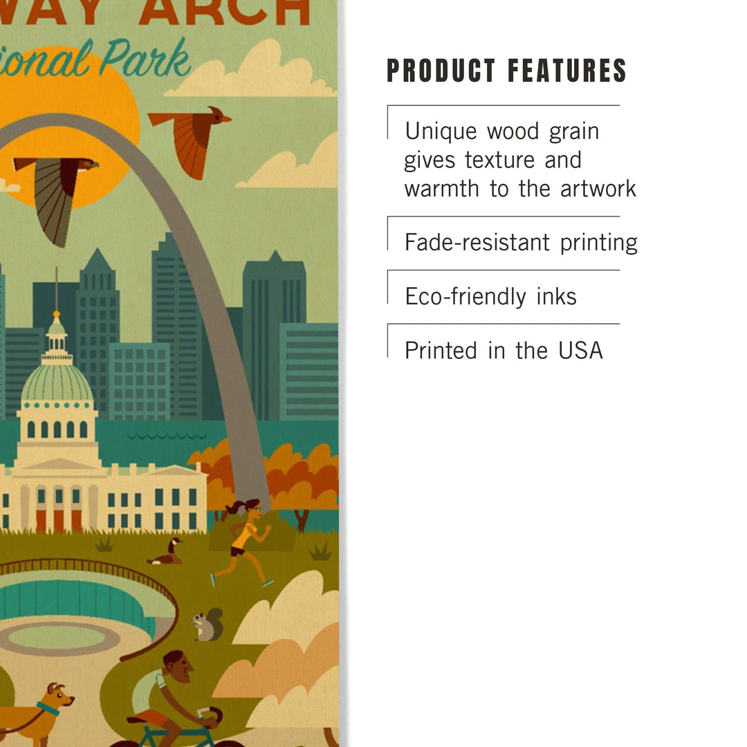 Gateway Arch National Park, Missouri, Geometric National Park Series, Lantern Press Artwork, Wood Signs and Postcards - Lantern Press