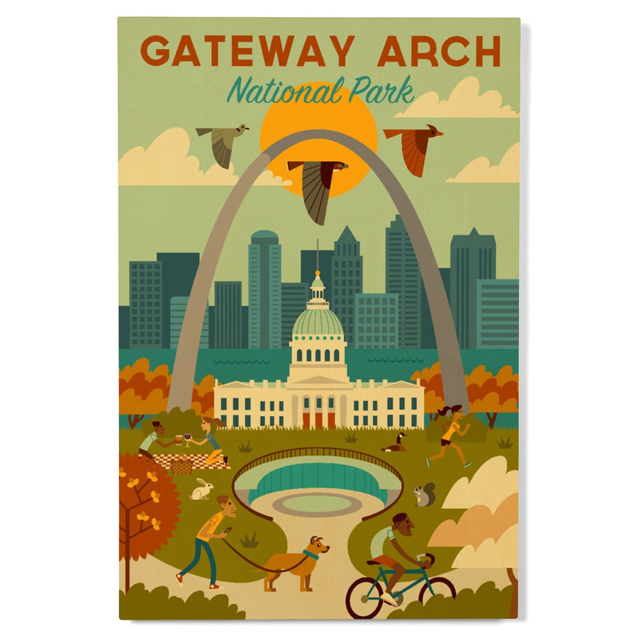 Gateway Arch National Park, Missouri, Geometric National Park Series, Lantern Press Artwork, Wood Signs and Postcards - Lantern Press