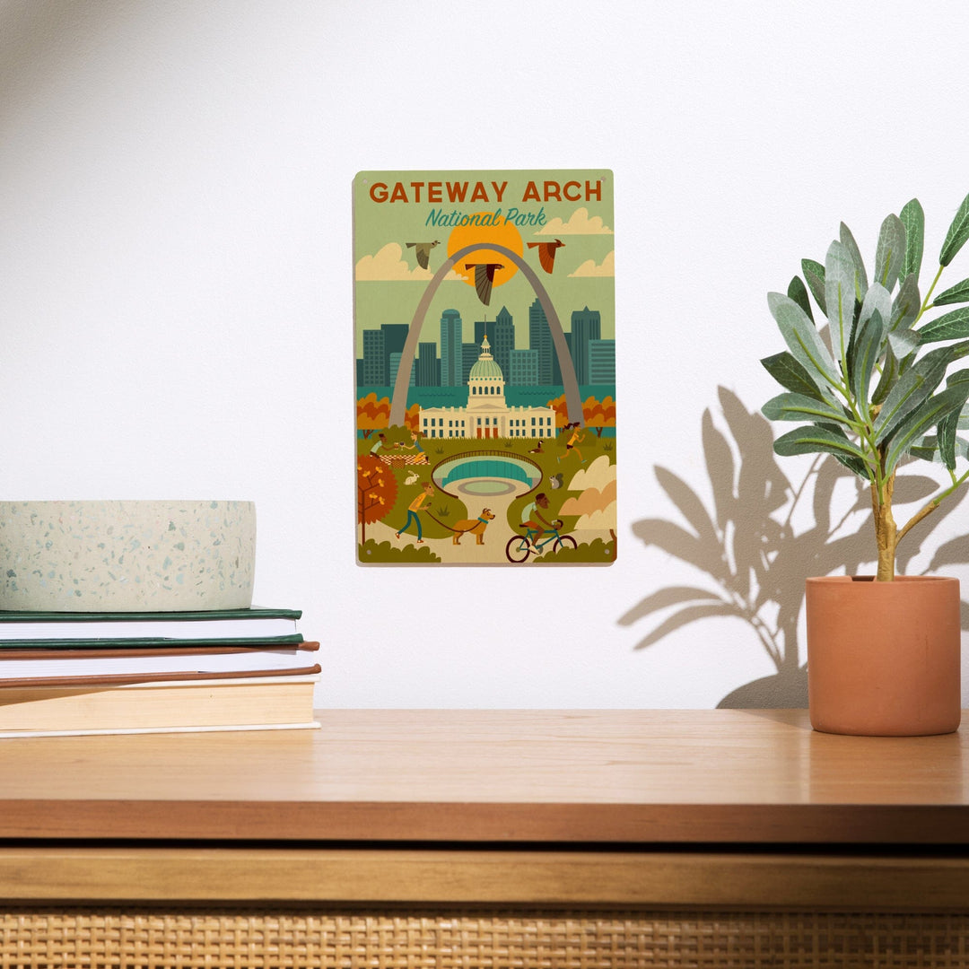 Gateway Arch National Park, Missouri, Geometric National Park Series, Lantern Press Artwork, Wood Signs and Postcards - Lantern Press