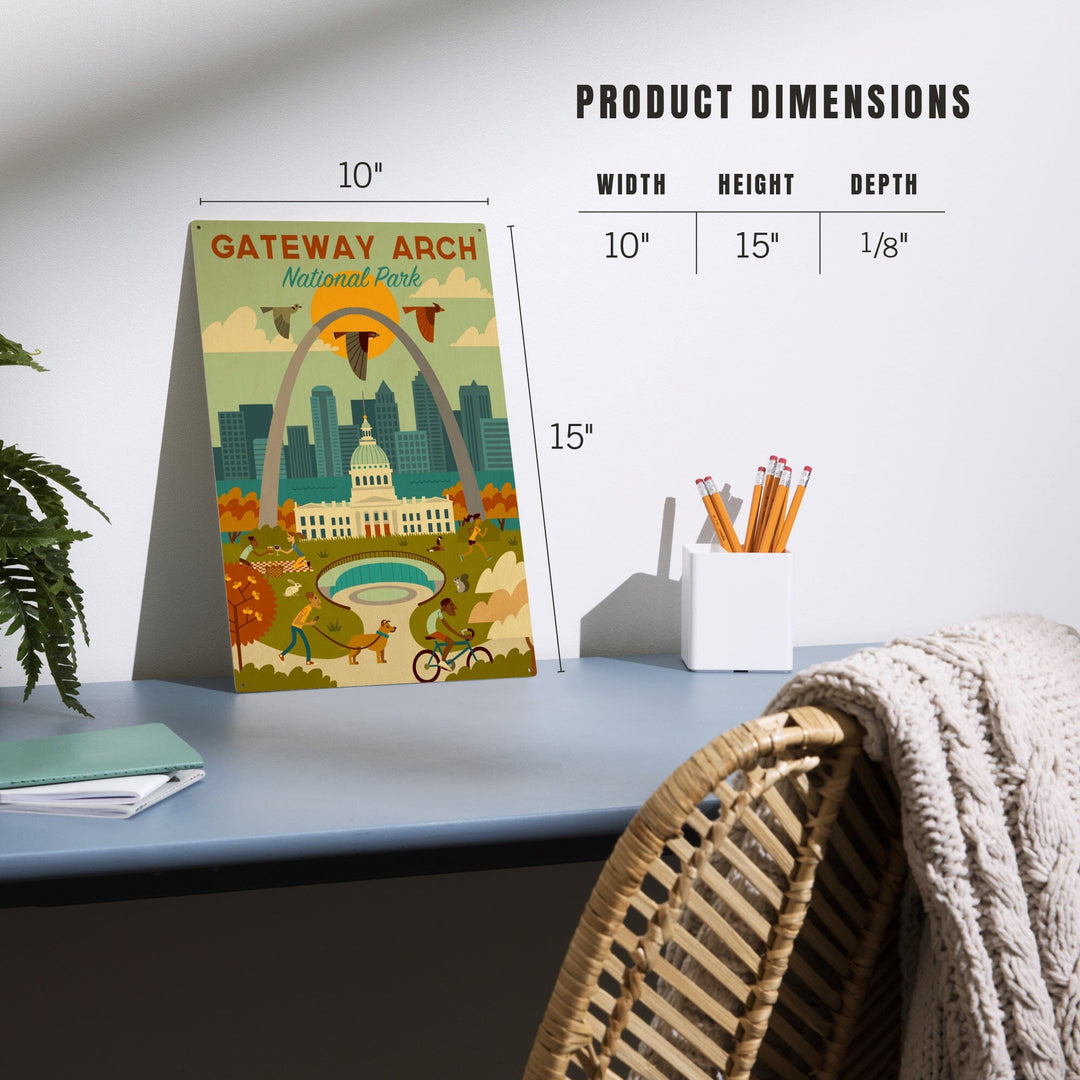 Gateway Arch National Park, Missouri, Geometric National Park Series, Lantern Press Artwork, Wood Signs and Postcards - Lantern Press