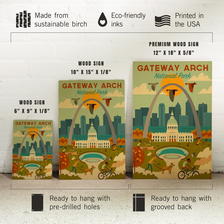 Gateway Arch National Park, Missouri, Geometric National Park Series, Lantern Press Artwork, Wood Signs and Postcards - Lantern Press