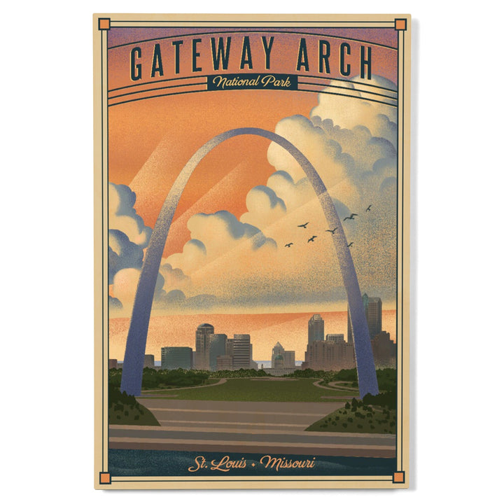 Gateway Arch National Park, Missouri, Lithograph National Park Series, Lantern Press Artwork, Wood Signs and Postcards - Lantern Press
