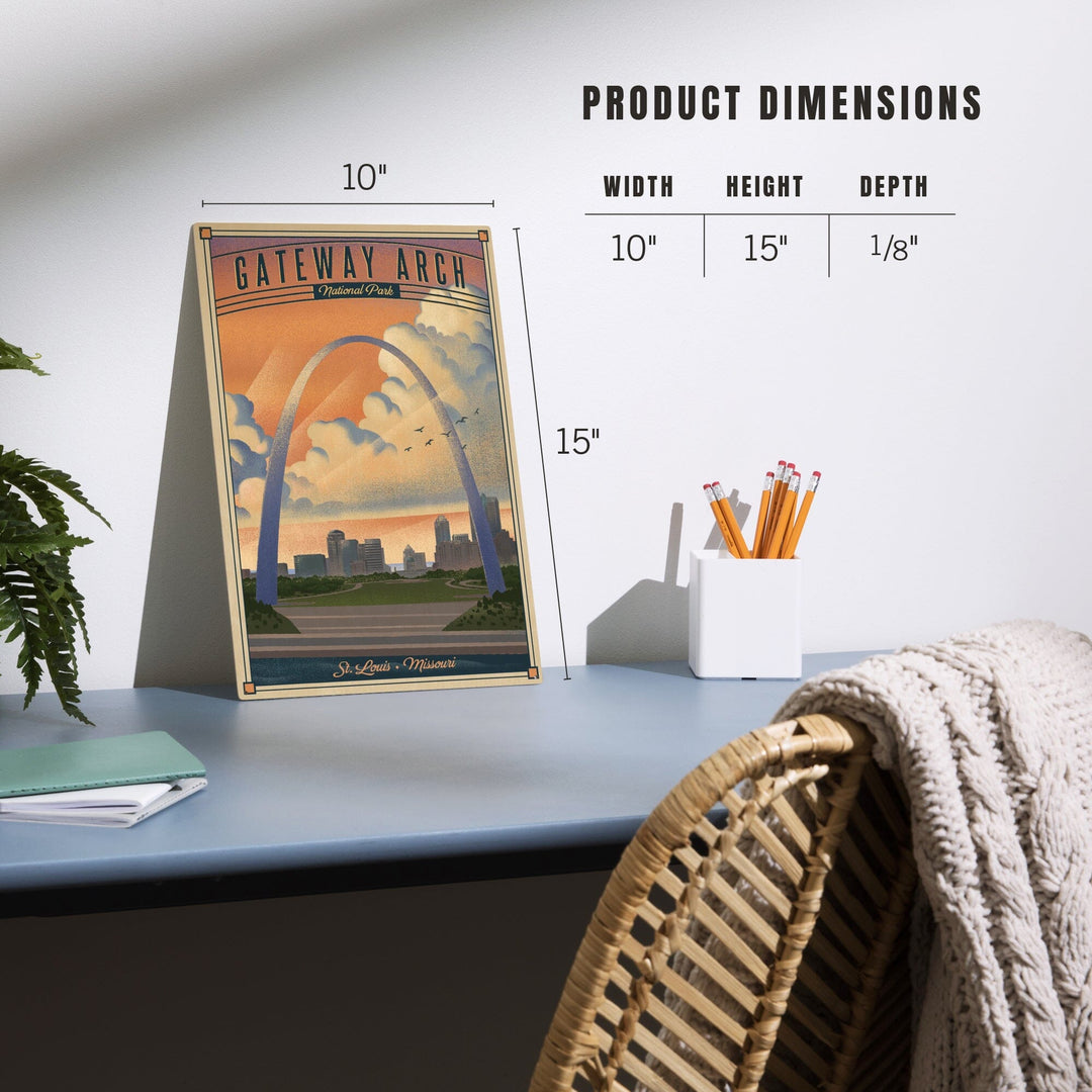 Gateway Arch National Park, Missouri, Lithograph National Park Series, Lantern Press Artwork, Wood Signs and Postcards - Lantern Press