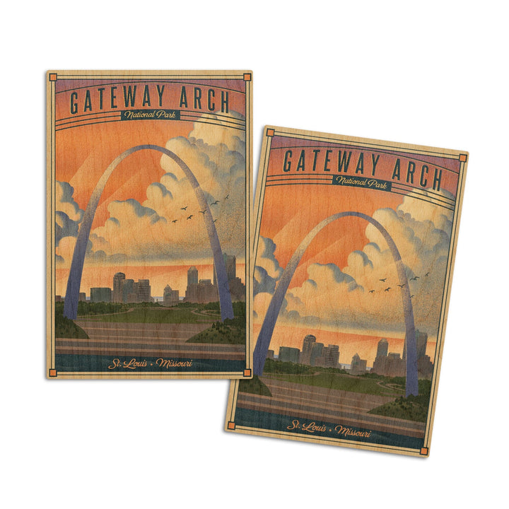 Gateway Arch National Park, Missouri, Lithograph National Park Series, Lantern Press Artwork, Wood Signs and Postcards - Lantern Press