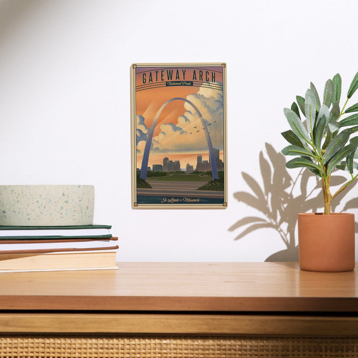 Gateway Arch National Park, Missouri, Lithograph National Park Series, Lantern Press Artwork, Wood Signs and Postcards - Lantern Press