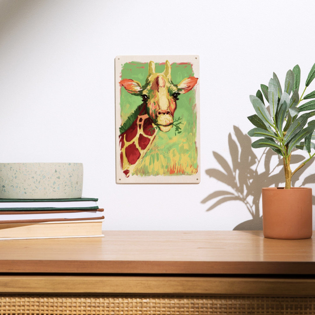 Giraffe, Vivid, Lantern Press Artwork, Wood Signs and Postcards - Lantern Press