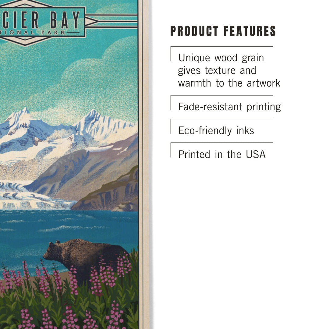 Glacier Bay National Park, Alaska, Lithograph National Park Series, Lantern Press Artwork, Wood Signs and Postcards - Lantern Press