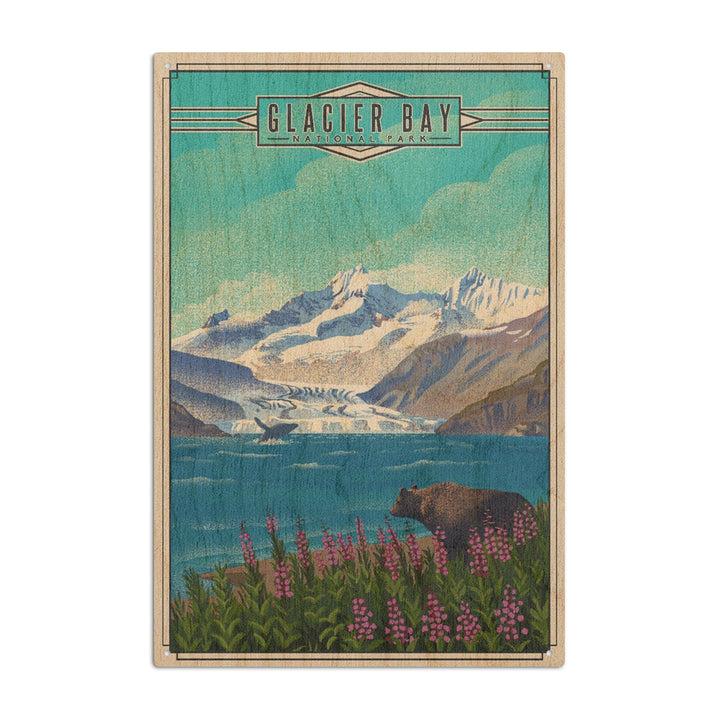 Glacier Bay National Park, Alaska, Lithograph National Park Series, Lantern Press Artwork, Wood Signs and Postcards - Lantern Press