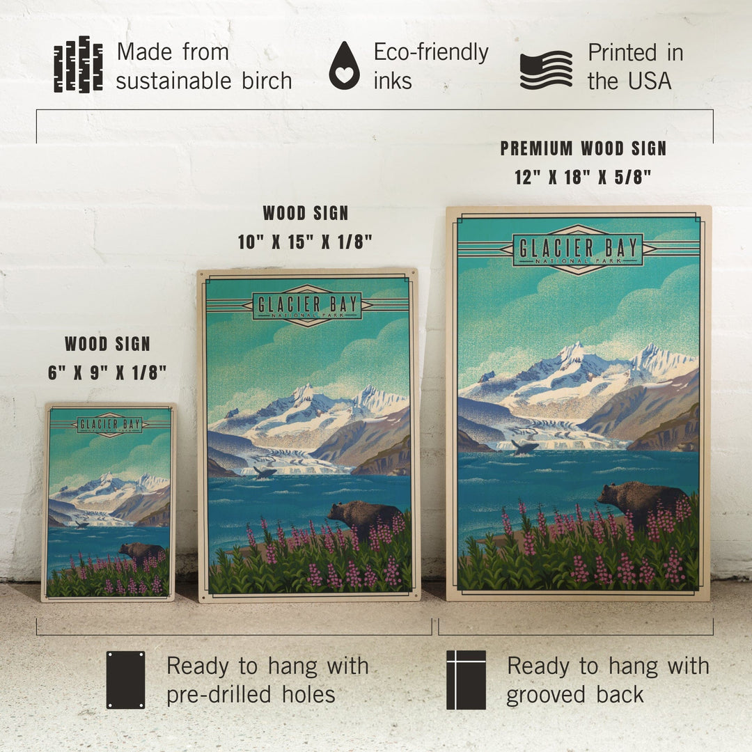 Glacier Bay National Park, Alaska, Lithograph National Park Series, Lantern Press Artwork, Wood Signs and Postcards - Lantern Press