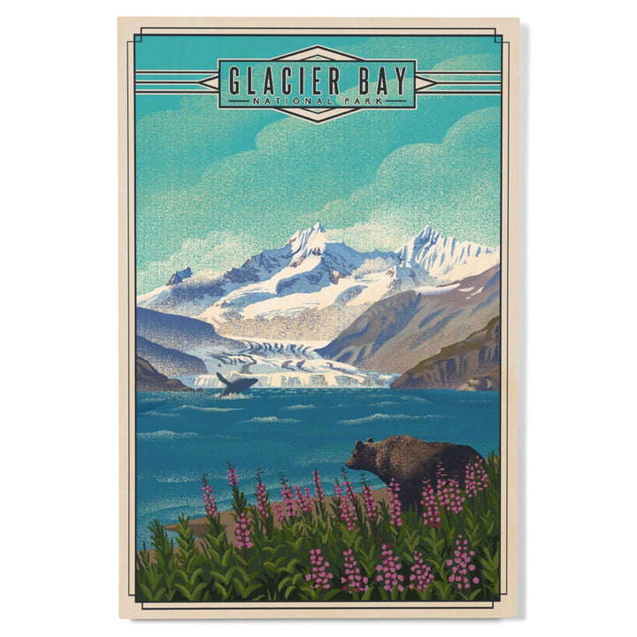 Glacier Bay National Park, Alaska, Lithograph National Park Series, Lantern Press Artwork, Wood Signs and Postcards - Lantern Press