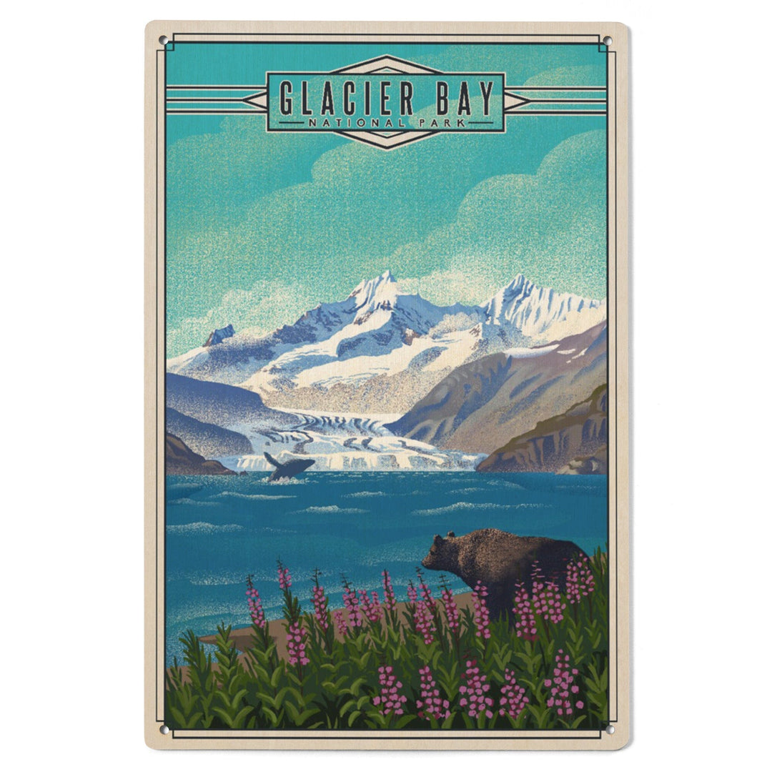 Glacier Bay National Park, Alaska, Lithograph National Park Series, Lantern Press Artwork, Wood Signs and Postcards - Lantern Press