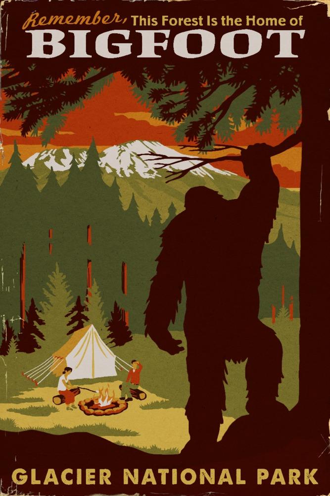 Glacier National Park, Montana, Home of Bigfoot, Art & Giclee Prints - Lantern Press