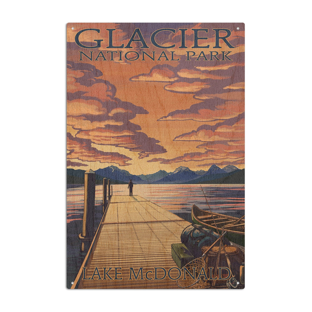 Glacier National Park, Montana, Lake McDonald, Lantern Press Artwork, Wood Signs and Postcards - Lantern Press