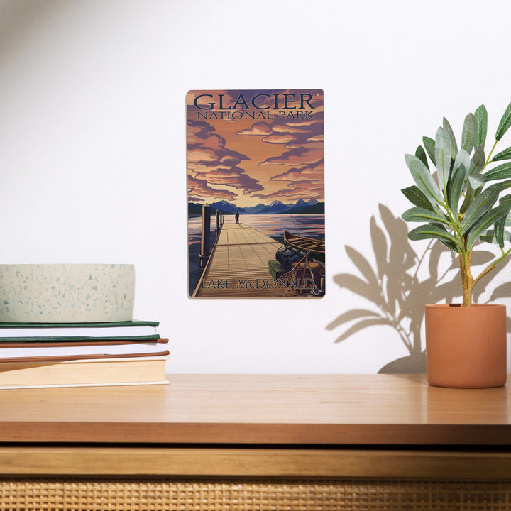 Glacier National Park, Montana, Lake McDonald, Lantern Press Artwork, Wood Signs and Postcards - Lantern Press