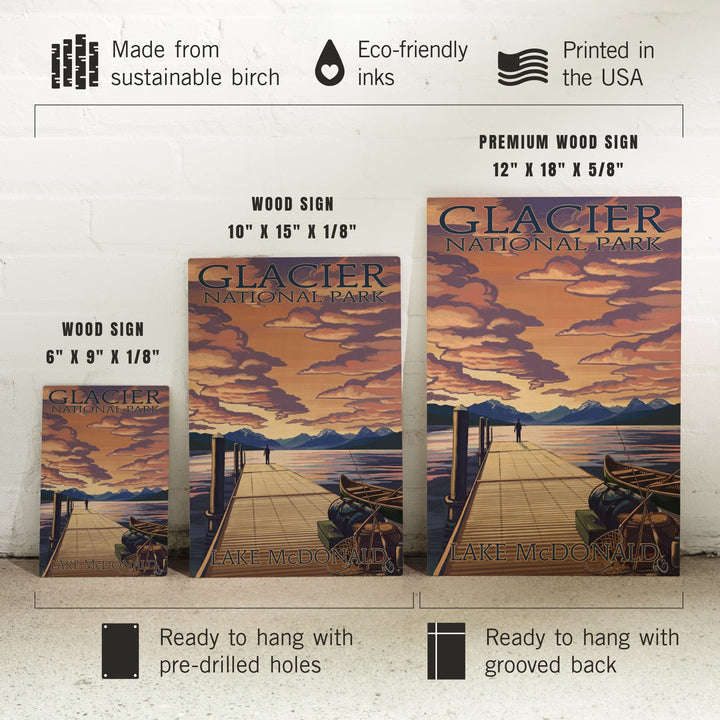 Glacier National Park, Montana, Lake McDonald, Lantern Press Artwork, Wood Signs and Postcards - Lantern Press