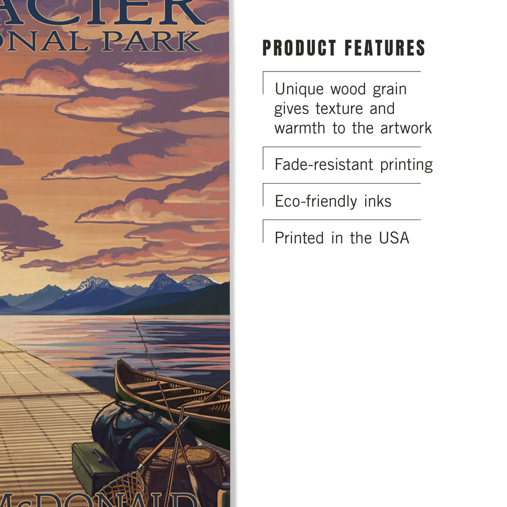 Glacier National Park, Montana, Lake McDonald, Lantern Press Artwork, Wood Signs and Postcards - Lantern Press